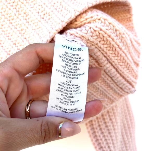 Vince Lofty Chunky Knit Turtleneck Sweater Cashmere Wool Sweater Small Pink - Picture 4 of 8